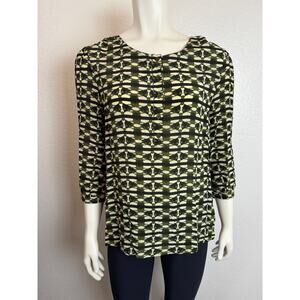 Anthropologie Fei 100% silk blouse green